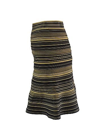Herve Leger Herve Leger Banded Flare Skirt in Yellow/Black Cotton (view 2)