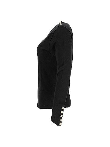 Balmain Balmain Button Embellished Top in Black Wool (view 2)