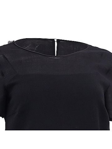 AKRIS Akris Punto Lasercut Scalloped Blouse in Black Wool (view 2)