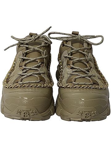 Burberry Burberry Gold Chain Arthur Sneakers in Khaki Leather (view 2)