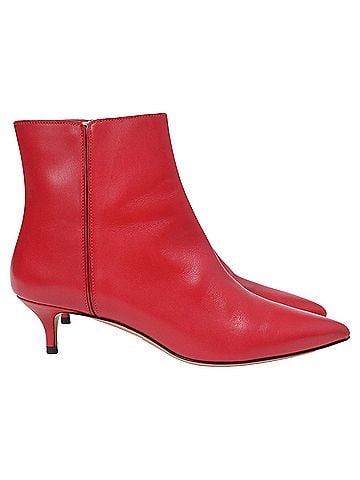 Altuzarra  Altuzarra Quant Kitten Heel Ankle Boots in Red Leather (view 1)