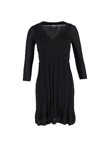 Missoni  Missoni Knitted V-Neck Mini Dress in Black Viscose (view 1)