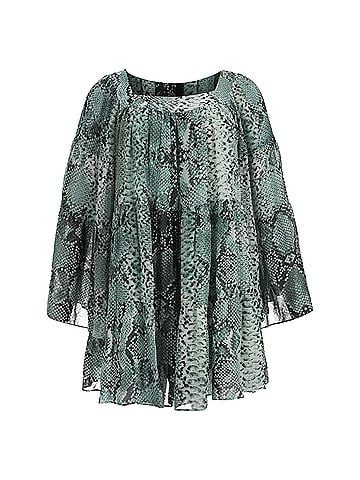 Balmain Pierre Balmain Snake-Print Chiffon Blouse in Green Silk (view 1)