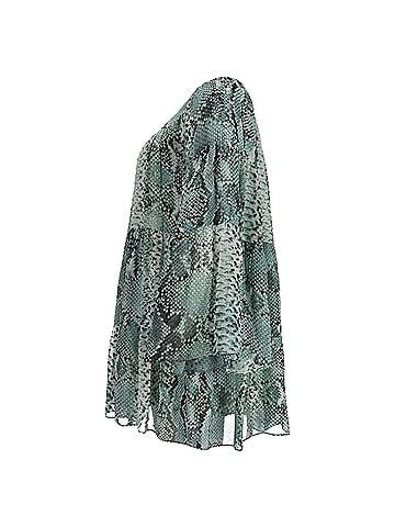 Balmain Pierre Balmain Snake-Print Chiffon Blouse in Green Silk (view 2)