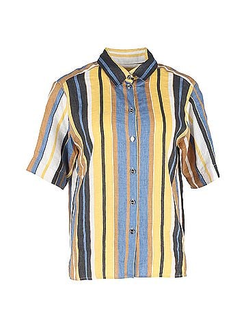 Sandro Sandro Striped Buttoned Shirt in Multicolor Linen (view 1)