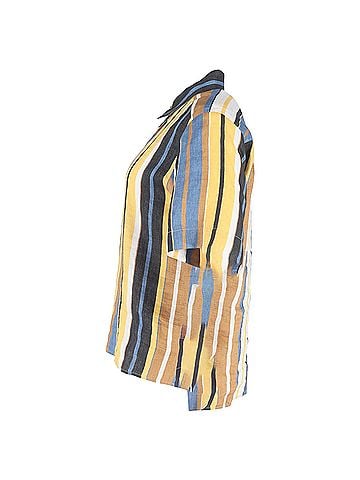Sandro Sandro Striped Buttoned Shirt in Multicolor Linen (view 2)
