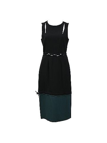 Kenzo  Kenzo Cut Out Sleeveless Midi Dress in Black and Green Viscose (view 1)
