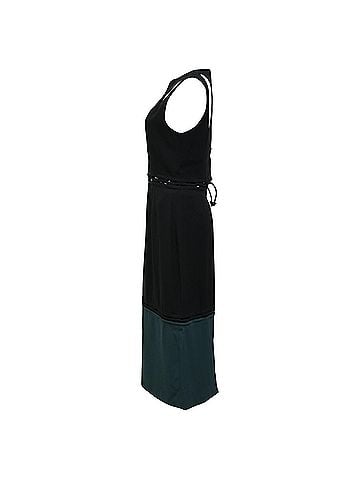 Kenzo  Kenzo Cut Out Sleeveless Midi Dress in Black and Green Viscose (view 2)