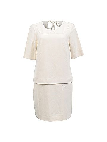 Sandro Sandro Paris Collar-Effect Back Tie Mini Dress in White Viscose (view 1)