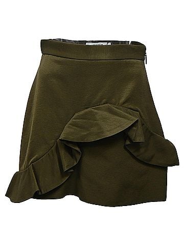 MSGM MSGM Ruffle Trim Mini Skirt in Green Cotton (view 1)