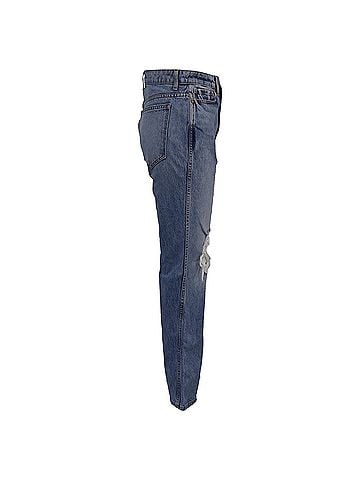 Khaite Khaite Ripped High-Rise Straight-Leg Jeans in Blue Cotton Denim (view 2)