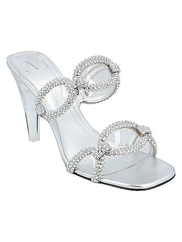 Mario Valentino Valentino Chain 1967 Slide Sandals Silver (view 1)