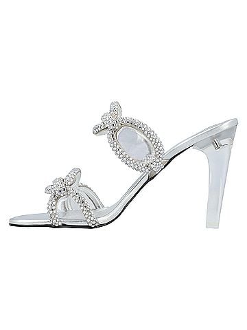 Mario Valentino Valentino Chain 1967 Slide Sandals Silver (view 2)