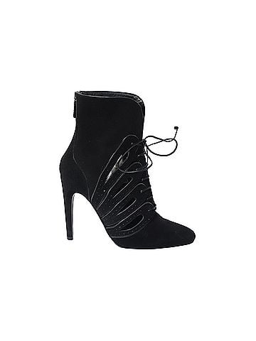 Bottega Veneta Bottega Veneta Cutout Lace-Up Detail Ankle Boots in Black Suede (view 1)