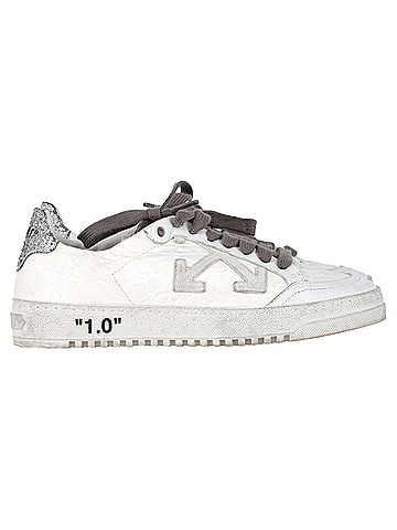 OFF-WHITE Off-White 2.0  Glitter Detail Lace Low Top Sneakers in White Leather  (view 1)
