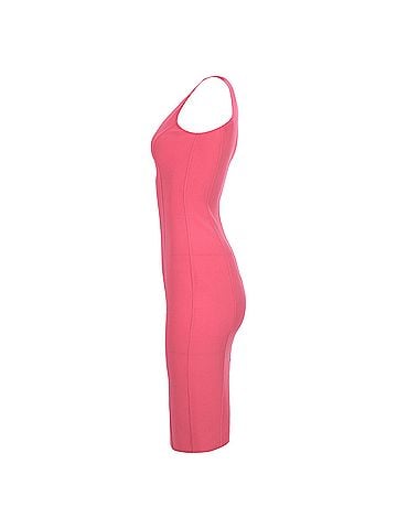 Michael Kors  Michael Kors Sleeveless Midi Bodycon Dress in Pink Wool (view 2)