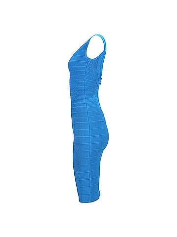 Herve Leger  Herve Leger Bandage Wide Neckline Midi Dress in Blue Rayon (view 2)