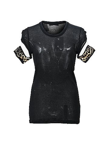 Givenchy Givenchy T-shirt with Animal Print Trim in Black Cotton (view 1)