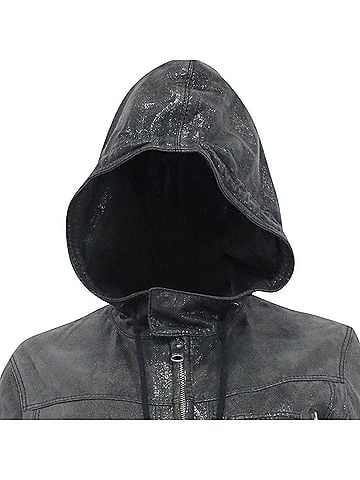 Christian Dior  Dior Zipped Hooded Bomber Jacket in Black Leather (view 2)