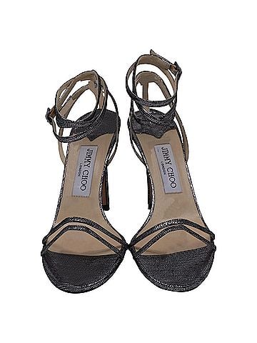 Jimmy Choo Jimmy Choo Tizzy 100 Pixelated Strappy Slingback Sandals in Silver Leather (view 1)