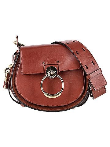 Chloé Chloé Small Tess Shoulder Bag in Brown Calfskin Leather (view 1)
