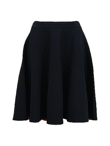 AKRIS Akris Punto A-Line Midi Skirt in Navy Blue Wool (view 1)