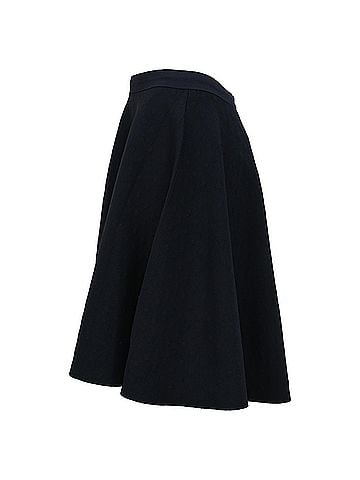 AKRIS Akris Punto A-Line Midi Skirt in Navy Blue Wool (view 2)