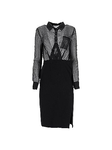 Altuzarra Altuzarra Ludovicio Gingham Sheered Midi Dress in Black Cotton (view 1)