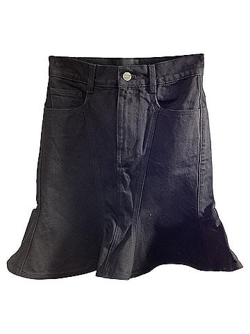 Marc Jacobs Marc Jacobs Fluted Denim Mini Skirt in Black Cotton (view 1)