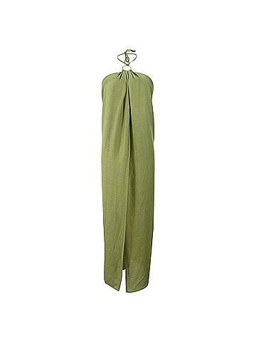 Cult Gaia Cult Gaia Sarah Halter Long Top in Green Linen (view 1)