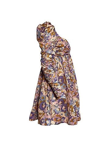 Zimmermann  Zimmermann Floral Print Ruched Mini Dress in Multicolor Cotton (view 2)