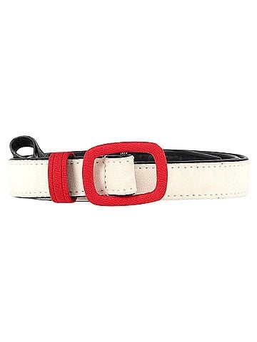 Alessandra Rich Alessandra Rich Colorblock Belt in White Leather (view 1)