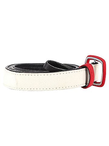 Alessandra Rich Alessandra Rich Colorblock Belt in White Leather (view 2)