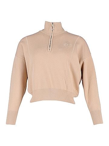Sandro  Sandro Paris Embroidered Half-Zip Sweater in Beige Cotton (view 1)
