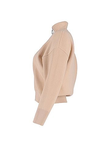 Sandro  Sandro Paris Embroidered Half-Zip Sweater in Beige Cotton (view 2)