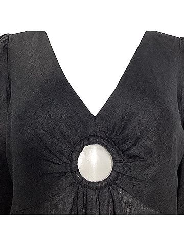 Zimmermann Zimmermann Wayfarer Cutout Midi Dress In Black Linen (view 2)