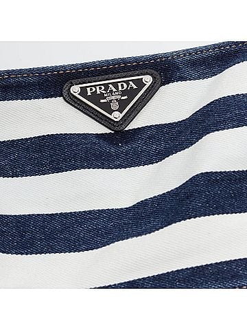 Prada new Prada blue white striped black triangle logo denim bustier bra X (view 2)