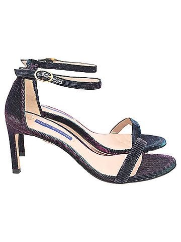 Stuart Weitzman  Stuart Weitzman Two-Toned Sandal Heels in Multicolor Polyester (view 1)