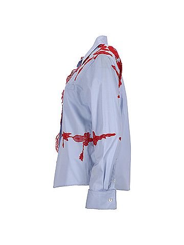 Givenchy Givenchy Lace-Applique Long Sleeve Shirt in Light Blue Cotton (view 2)