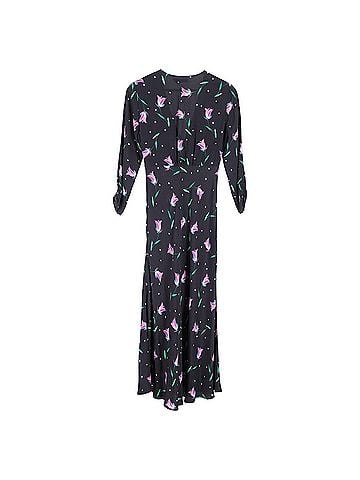 Rixo London Rixo Tulip Printed Crepe Midi Dress In Black Viscose  (view 2)