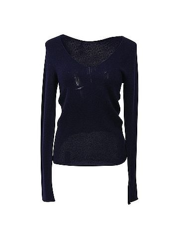 Gucci Gucci Knitted V-Neck Sweater Top in Navy Blue Wool (view 1)