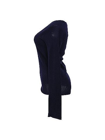 Gucci Gucci Knitted V-Neck Sweater Top in Navy Blue Wool (view 2)