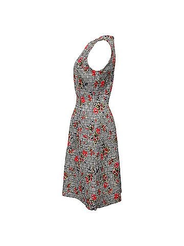 Oscar De La Renta  Oscar De La Renta Printed Mini A-Line Dress in Multicolor Wool (view 2)