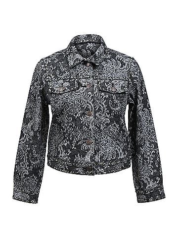 Marc Jacobs  Marc Jacobs Lace-Print Embellished Jacket in Black Cotton Denim (view 1)