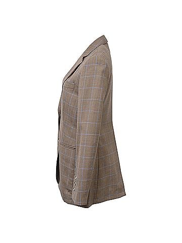 Burberry  Burberry Single-Breasted Checkered Print Blazer in Brown Wool (view 2)