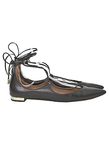Aquazzura Aquazzura Christy  Lace-Up Ballet Shoes in Black Leather (view 1)