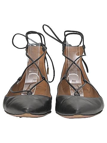 Aquazzura Aquazzura Christy  Lace-Up Ballet Shoes in Black Leather (view 2)