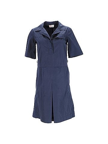 Prada  Prada Belted Midi Shirt Dress in Navy Blue Cotton (view 1)