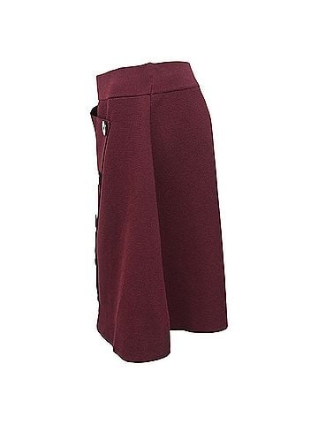 Sandro Sandro Fiji Asymmetric Decorative-Button Skirt in Burgundy Viscose (view 2)