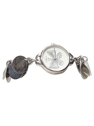 FURLA Furla scribble butterfly logo silver disc chain watch bracelet (view 1)